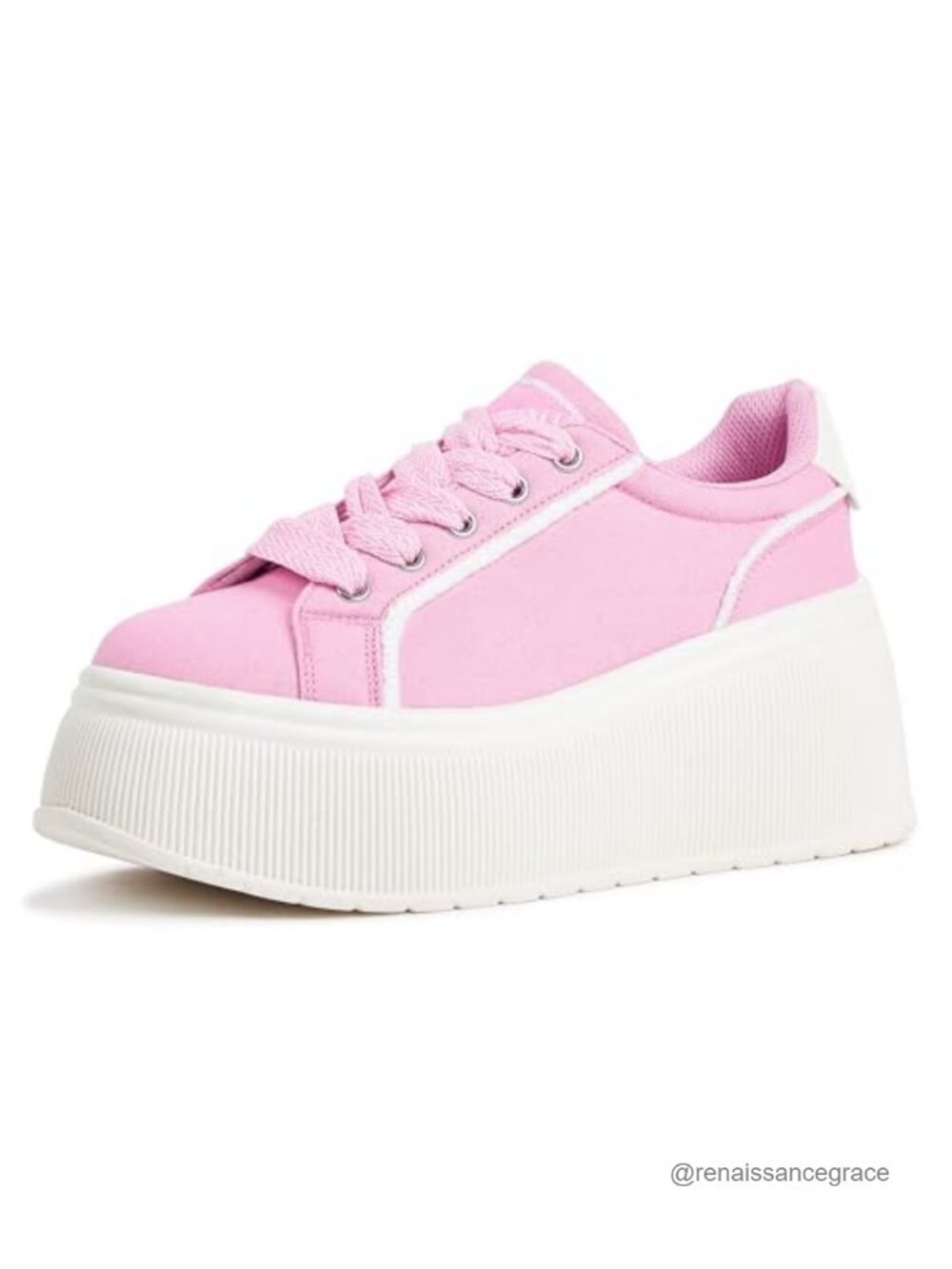 Women's Platform Wedge Canvas Sneakers Lace-Up